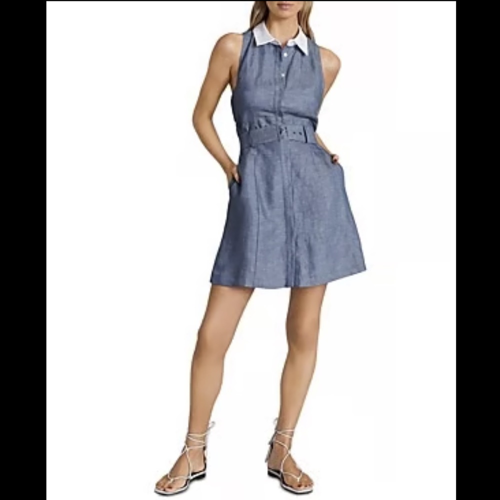 Reiss Chambray Dress with White Collar